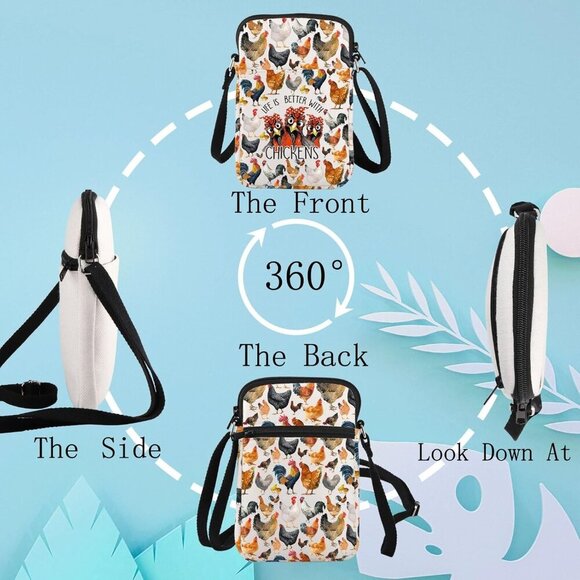 High-Quality Chicken Print Crossbody Bag - Ideal Gift for Chicken Lovers - Picture 6 of 7